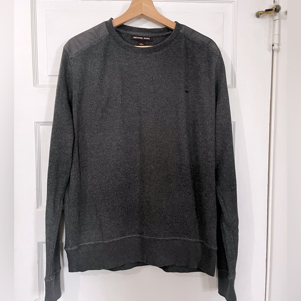 Michael Kors Men’s Waffle Shirt with Shoulder Patches